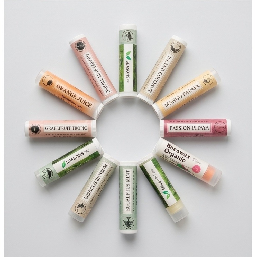 Assorted Lip Balm Set 12 Pack Jojoba Oil Beeswax Organic Multi-Flavor NEW‎